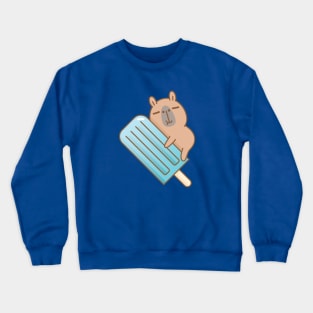 Capybara and blue ice pop Crewneck Sweatshirt